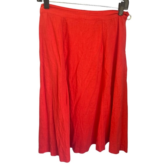 Anthropologie‎ Maeve Red-Orange Faithfull A-line Midi Tie-Waist Skirt 4 - Picture 6 of 12